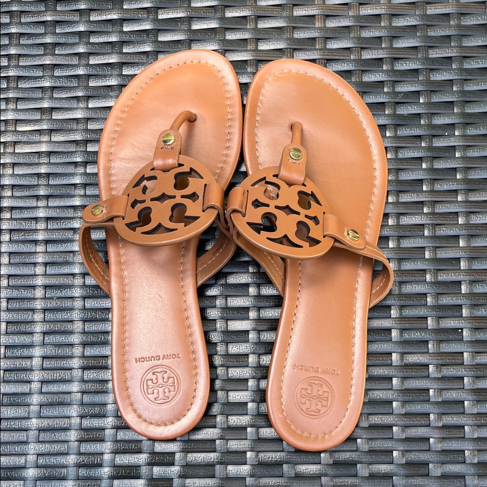 Tory Burch Brown Leather Miller Sandals size 8 1/2